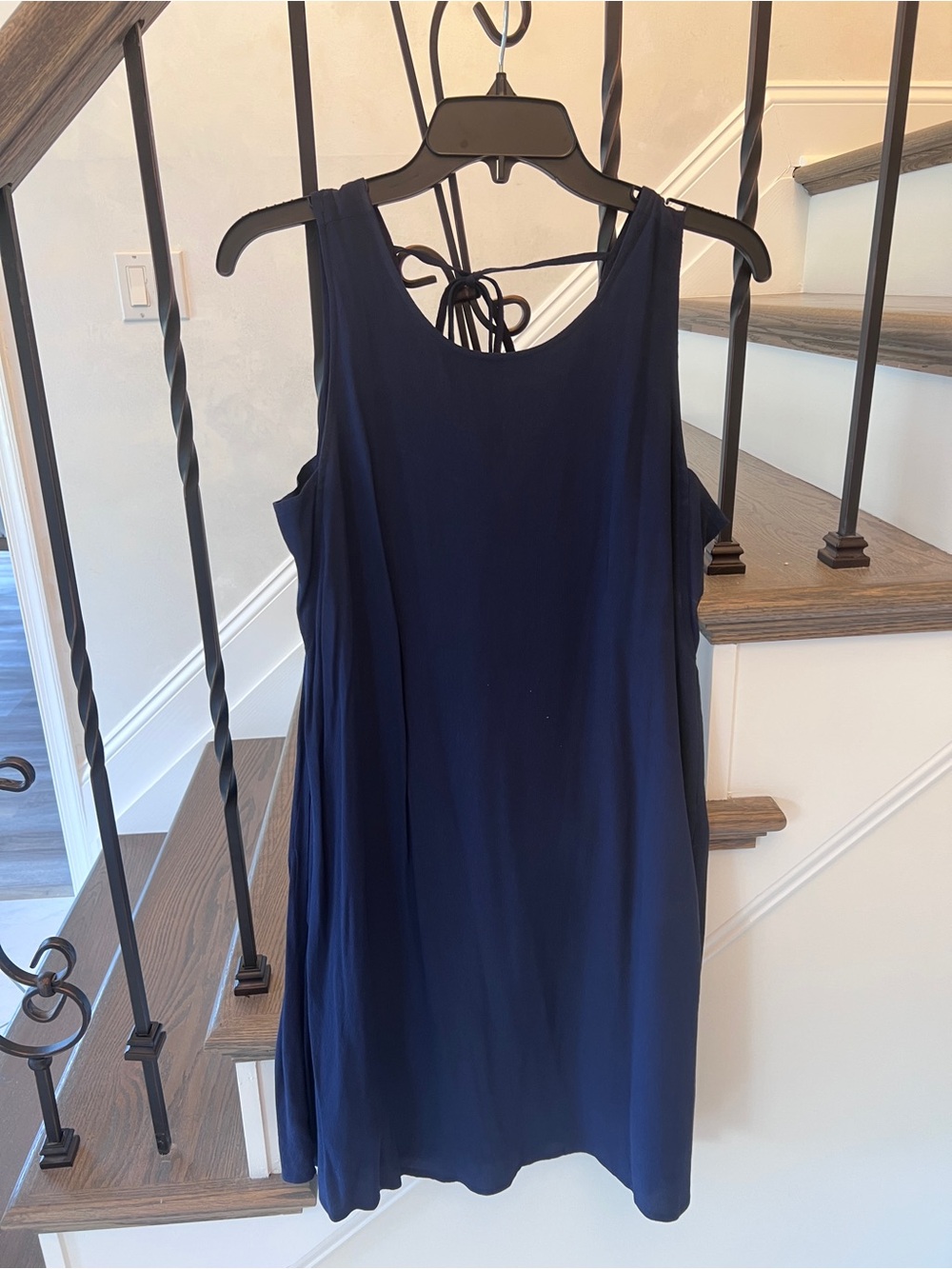 GAP Dark Navy Blue Tie-Back Tank Mini Dress Lined Side Pockets Size XS